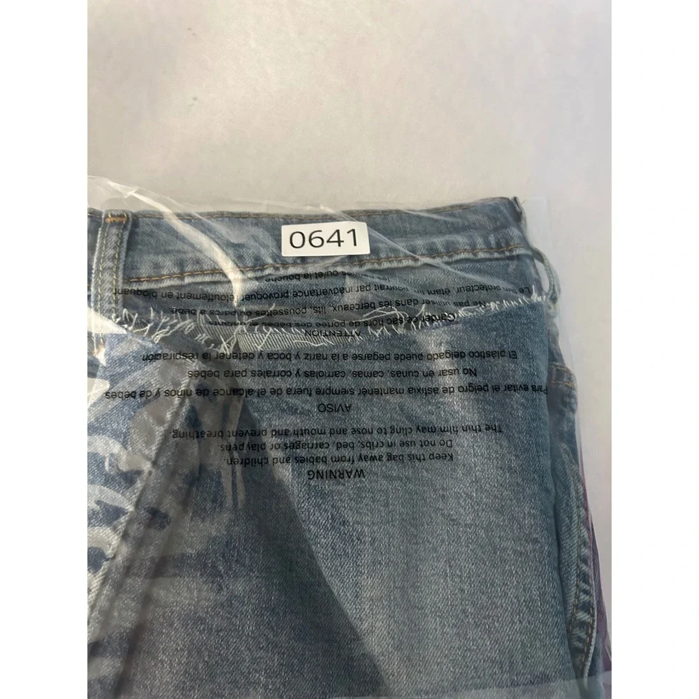 Levis 412 Slim Shorts Mens 34 Blue Denim Flex Stretch Cut Off Raw Hem 39387-0016